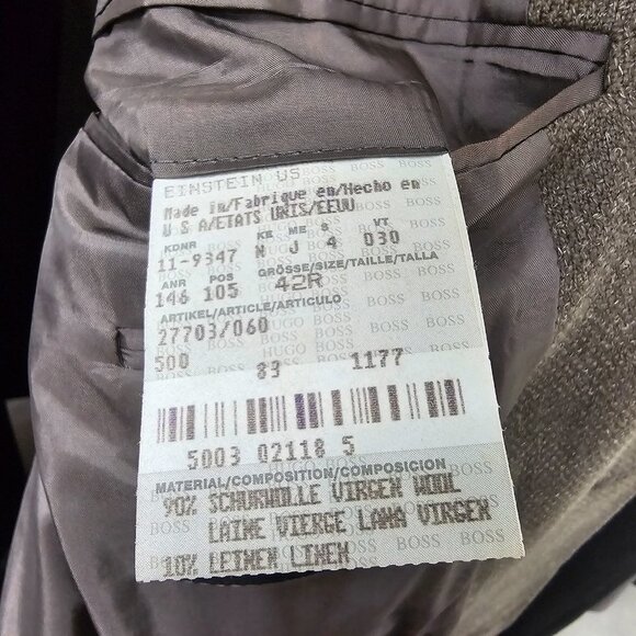 Hugo Boss 42R Beige Solid 3-Button Sport Coat Blazer Jacket V685 - Picture 11 of 11